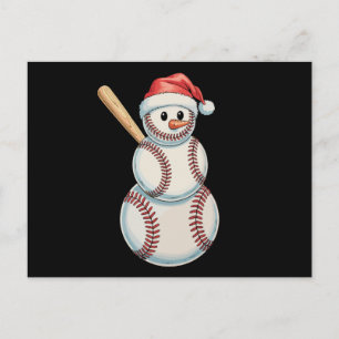 Kerstman Baseball Sneeuwman Sporten Vakantie Feestdagenkaart
