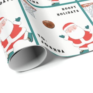 Kerstman basketbal grappig cadeaupapier