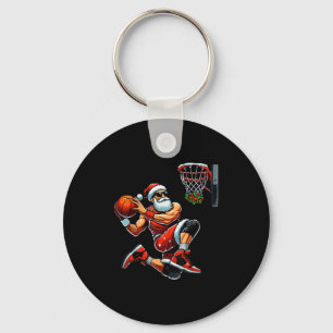 Kerstman basketbalspeler Dunking Kerstmis Bas Sleutelhanger