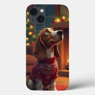 🎄 Kerstman Beagle Kerstvreugde ✨ Schattige Kersth iPhone 13 Hoesje