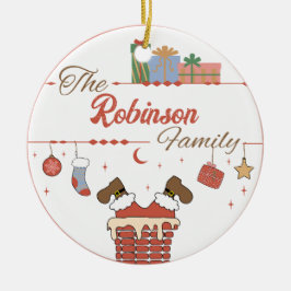 Kerstman beneden de schoorsteen Kerstmis Keramisch Ornament