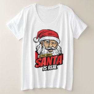 Kerstman bestaat – vraag het je mama Pop Art knipo Grote Maat T-shirt
