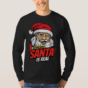 Kerstman bestaat – vraag het je mama Pop Art knipo T-shirt