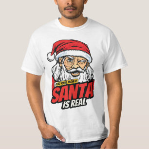 Kerstman bestaat – vraag het je mama Pop Art knipo T-shirt