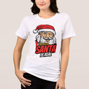 Kerstman bestaat – vraag het je mama Pop Art knipo Tri-Blend Shirt