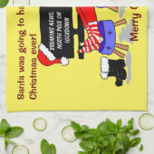 Kerstman Beste Kerst Ooit Grappige Cartoon Theedoek (Gevouwen)