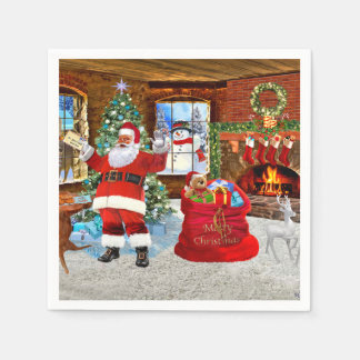 Kerstman bezorgt cadeaus op kerstdag servet