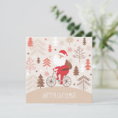 Kerstman Bicycling Feestdagenkaart (Staand voorkant)