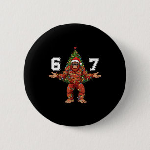 Kerstman Bigfoot 67 Kerstboom Kerstlichten Grappig Ronde Button 5,7 Cm