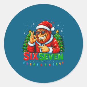Kerstman Bigfoot Kerst Sasquatch 67 Grappige Meme Ronde Sticker