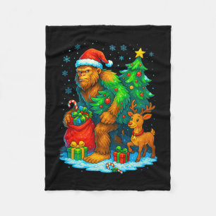 Kerstman Bigfoot Kerstboom Rendier Grappig Sasqua Fleece Deken