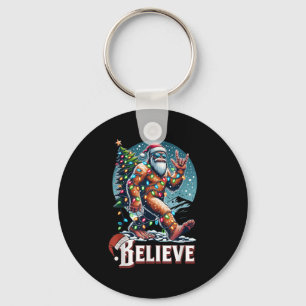 Kerstman Bigfoot Kerstlichten Grappige Sasquatch G Sleutelhanger