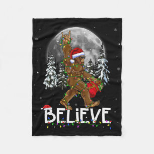 Kerstman Bigfoot Kerstverlichting Grappige Sasquat Fleece Deken