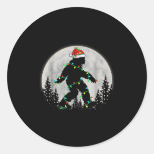 Kerstman Bigfoot Kerstverlichting Grappige Sasquat Ronde Sticker
