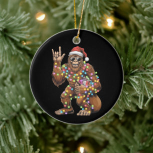 Kerstman Bigfoot Kerstverlichting Rock Grappig  Keramisch Ornament