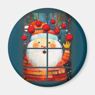 KERSTMAN BIJ HET RAAM HO HO HO HO HO MAGNEET
