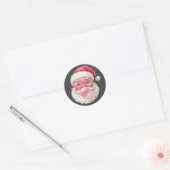 Kerstman Blowing Bubble Kerstmis Grappige Kerstmis Ronde Sticker (Envelop)