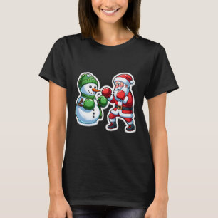 Kerstman Boksen Sneeuwman Kerstmis T-shirt