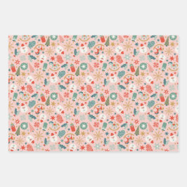 Kerstman bomen Sterren Wrapping Paper Set