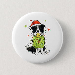 Kerstman Border Collie Kerst Border Collie Hond Mo Ronde Button 5,7 Cm