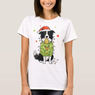 Kerstman Border Collie Kerst Border Collie Hond Mo T-shirt