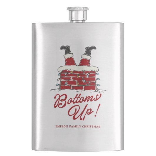 Kerstman Bottoms Up Grappige Kerstvakantie Feestje Flacon (Voorkant)