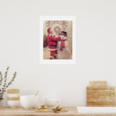 Kerstman bouwt een sneeuwpop  stijl poster (Keuken)