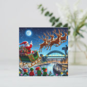 Kerstman boven de Toon Feestdagenkaart (Staand voorkant)