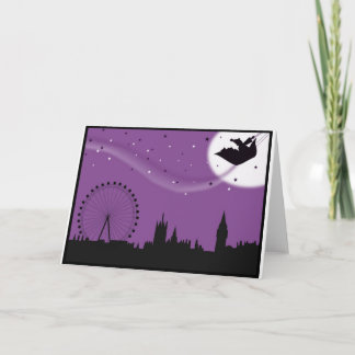 Kerstman boven Londen - Kerstkaart Feestdagen Kaart
