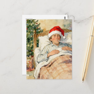 Kerstman Bracht de Griep Briefkaart