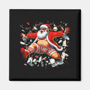 Kerstman breekt door de muur Xmas In July Jongens  Magneet