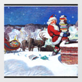 Kerstman brengt boeken op kerstavond raamsticker (Vel)