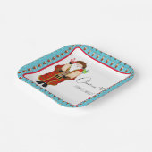 Kerstman brengt de drank kerst papieren bordje (Gebogen)