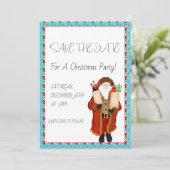 Kerstman brengt de drank kerst save the date (Staand voorkant)