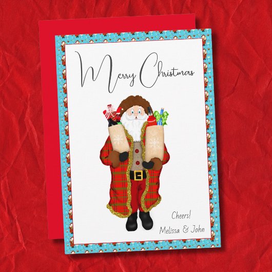 Kerstman brengt de drankkerst  feestdagenkaart