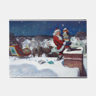 Kerstman brengt een lading boeken bezorgt door N.C Deurmat