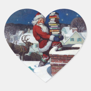 Kerstman brengt een lading boeken door Wyeth Hart Sticker