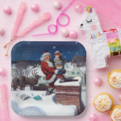 Kerstman brengt een lading boeken door Wyeth Papieren Bordje (Feest)