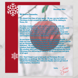 Kerstman Brief Rood Ornament Sneeuwvlokken