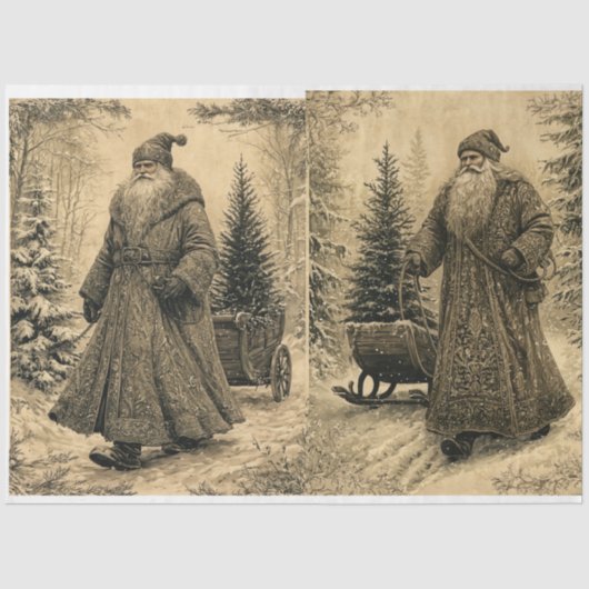  Kerstman - bruinen/beiges Tissuepapier (Voorkant)