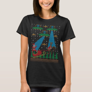 Kerstman buitenaardse invasie ruimte UFO lelijke K T-shirt