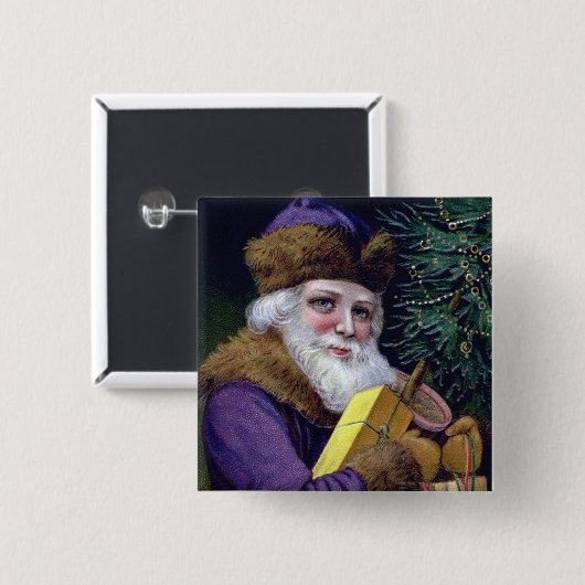  kerstman Button Pop Square (Voorkant /achterkant)