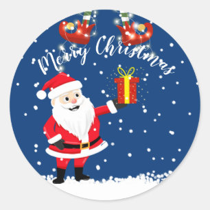 Kerstman cadeau elf vrolijke kerst ronde sticker