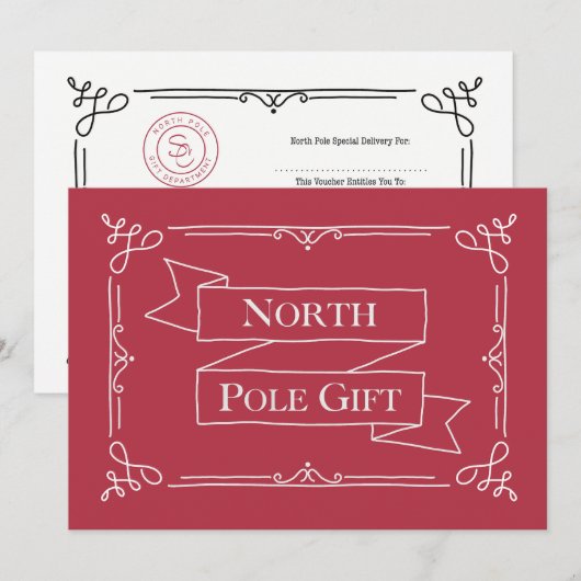 Kerstman Cadeaubon Rood & Wit Kaart (Voorkant / Achterkant)