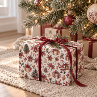 Kerstman & cadeaus kerstcadeau-verpakkingspapier cadeaupapier
