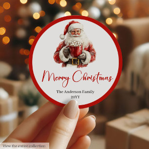 Kerstman Cadeautag Label voor Inpakpapier