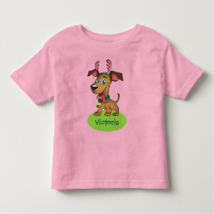 Kerstman Cartoon Doggie met kindnaam Kinder Shirts
