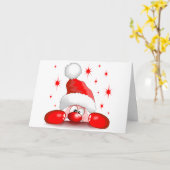 Kerstman Cartoon Lief Spiedende Karakter Kaart (Gele Bloem)