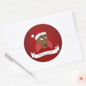 Kerstman cartoon ronde sticker (Envelop)