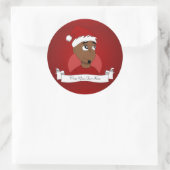 Kerstman cartoon ronde sticker (Tas)